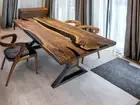 Walnut Wood Epoxy Dining Table, Epoxy Table Top, Black Epoxy Table, Walnut table
