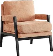 Roundhill Furniture Kelly Mid-Century Modern Chenille Upholstered Accent Armchair, Orange