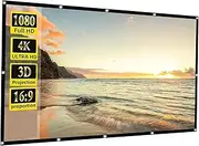 100 Inch 16:9 Portable Foldable Projection Black Edge 3CM Polyester Thin Screen 1080P 3D 4K HD Hight-Density Fabric Video Movie Projector Curtain with Lanyard for Home Theater Backyard Outdoor Indoor
