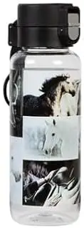 Big Water Bottle - Black & White Horses 650ml School Water Bottle
