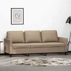3-Seater Sofa Lounge Couch Futon Chair Modern Faux Leather Cappuccino 180cm