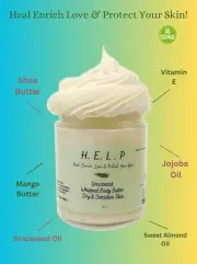 WHIPPED BODY BUTTER UNSCENTED Dry Sensitive Nongreasy Shea Butter 7oz