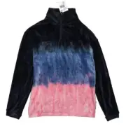 FRESHMAN Fleece Jacket Small (Youth) Black Blue Pink Tie Dye Pattern Pullover
