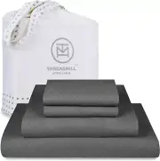 Luxury 100% Cotton Full Bed-Sheets - 800 Thread Count Jacquard Celine Dark Grey,