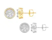 10k Flower Cluster Round Real Diamond Studs Earring 7/8 CT 9MM