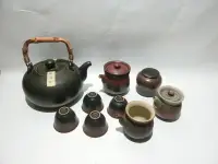 在飛比找露天拍賣優惠-xx早期 陶作坊 茶壺 茶杯 茶倉 茶海 開水壺 9件