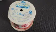 Vintage Offray Ribbon 5 YDS Christmas Candy Cane Crafts Graphics USA NOS