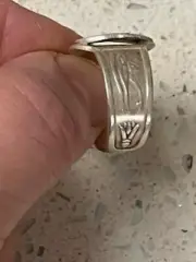 EGYPTIAN HANDMADE 800 SILVER SCARAB Ring LOTUS FLOWER On Sides SIZE 10 - 11