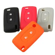 2Button Silicone Key Case Holder Fob Protect Cover For Peugeot 206 24 BLACK