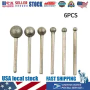6PCS Diamond Round Ball Burr Drill Bit Set For Carving Engraving Drilling 4-12mm
