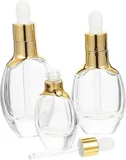 BELLIFFY 3 Sets of Multi Size Dropper Bottles 15ml 30ml and 50ml Glass Essential Oil and Serum Bottles for Travel Includes 3 Glass Droppers and 3 Stoppers