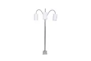 Sarantino 3-Light Metal Arc Floor Lamp - Nickel & Marble Finish