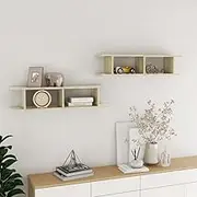 Wall Shelves 2 pcs Sonoma Oak 90x18x20 cm Engineered Wood,Sonoma Oak Wall Shelf | Cube Shelf | Space Saving Wall Mounted Shelf Wall Shelves, Home Decor