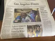 LOS ANGELES TIMES FULL NEWSPAPER - KOBE BRYANT & SHAQ LAKERS 3PEAT JUNE 13 2002