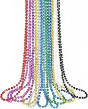 SHAOQINLIN 12 Pcs 33 Inch Mardi Gras Beads Necklace, Metallic Bead Necklaces, St. Patrick's Day Bead Necklaces Bulk for St. Patrick's Day, Mardi Gras, Christmas, Party Favors