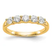 0.64ct. CZ Solid Real 14K Yellow Gold 5-Stone Wedding Band Ring