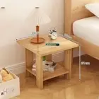 Wooden Bedside Table Multi-Layer Storage Shelf Natural Modern Nightstand Space S