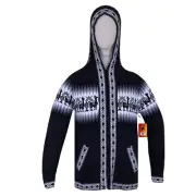WOMEN HANDMADE ANDEAN ALPACA DARK GRAY ZIP HOODIE SWEATER SZ L