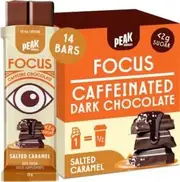 PEAK CHOCOLATE Caffeine Chocolate Bar Focus Salted Caramel 25g x 14 Display