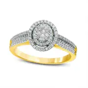 0.33 CT. T.W. Composite Natural Diamond Double Oval Frame Engagement Ring in Solid 10K Yellow Gold