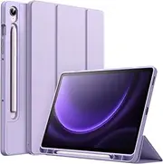 [JETech] Case for Samsung Galaxy Tab S10 FE / S9 FE 10.9-Inch with S Pen Holder, Soft TPU Tri-Fold Stand Protective Tablet Cover, Support S Pen Charging, Auto Wake/Sleep (Light Purple)