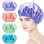 4-pack Shower Cap, Shower Caps For Women, Double Waterproof Layers Bathing Shower Hat Hair Protection Eva Shower Caps Reusable, Waterproof Shower Cap