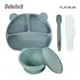 BeBeLock吸附型重磅餐盤+餐碗+離乳湯匙-夜月灰