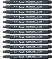 Pentel Pointliner Marker 0.3mm Nib Black Ink, Box of 12 Markers (S20P-3A)