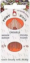 Pony - Pony Black Crewel Matte Finish (No. 3-5-7-9) Hand Sewing Needles with White Eye - 16 Needles