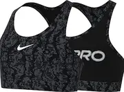 [Nike] Girls G Nk Swoosh Rev AOP Bra Sports Bra Black/White