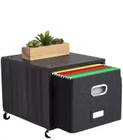 BirdRock Home Stackable Rolling File Storage Cube Driftwood Grey