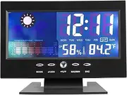Tnfeeon Clock, Temperature & Humidity Meter with Trend Indication, Weather Forecast Alarm, Comfort Level for Home, Black