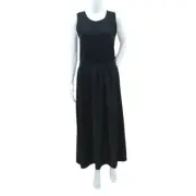 Cynthia Rowley Womens M Maxi Tank Dress Peasant Beach Cruise Black Linen New