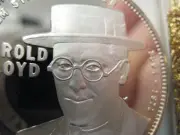 7/8-OZ RARE HAROLD LLOYD FREEMASON BROTHERHOOD MASONIC COIN SILVER .925 +GOLD
