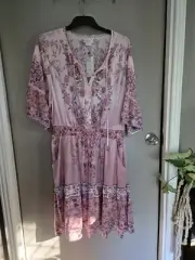 City Chic Xs Boho Dress Pink Plus Size 14/16