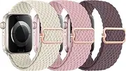T Tersely 3Pack Braided Stretchy Solo Loop for Apple Watch 38/40/41/42/44/45/46/49mm, Nylon Elastic Straps Wristbandsfor iWatch Bands Series 10/9/Ultra 2/8/7/6/SE/5/4/3/2/1 Ultra1/2