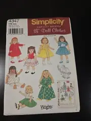 2005 Simplicity 4347 18" Doll Clothes sewing pattern uncut