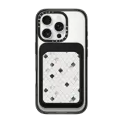 Snappy MagSafe Wallet Snappy™ BioVeg Wallet MagSafe Compatible Chic black white silver quatrefoil geometric shape pattern