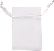 ATCG 100pcs 2x2.7 Inches Mini Organza Bags with Drawstring for Rings, Little Earrings, Jewelry Pieces, Wedding Favors Party Fovours Small Cute Organza Pouches (White)