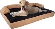 PETMAKER Sofa Dog Bed – 35.5x25.5 Pet Bed - 3-Layer Orthopedic Dog Couch with Cooling Gel, Memory Foam and Neck Bolster (Tan/Black), Large