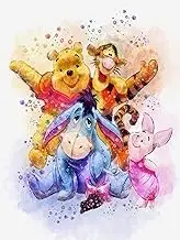 Diamond Painting Kits for Adults and Kids, Full Drill Round Rhinestone Paint with Diamonds, Winnie The Pooh Diamond Art and Dotz (12X16 Inch)