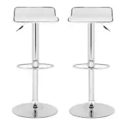 Home Square 22.4"-20.9" Chrome Steel Bar Stool in White - Set of 2