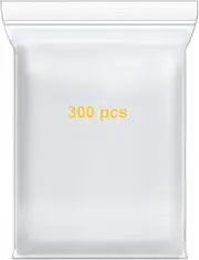 300 Pcs Small Clear Poly Zipper Bags, 2 x 3 inch Resealable Zip Lock Storage Plastic Bags for Beads Jewelry Cards Candy Pills Coins