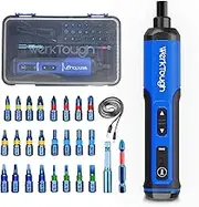 Werktough 4V Mini Electric Cordless Screwdriver with 3-Gear Torque 5Nm Power 25pc Screwdriver Bits S2 LED Light USB Charging Home Improvement S026