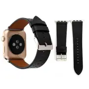 For Apple Watch Series 3,42-mm Case Perforated Genuine Leather Watch Band,Black