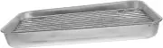 FOYTOKI Stainless Steel Roasting Pan with Rack Turkey Roaster Pan Rack Flat Rack Oil Filtering Tray for Turkey Chicken Vegetables Meat