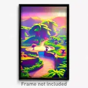 Pixel Art Poster - Unimaginable Oasis (8 Bit Psychedelic Video Game Print)