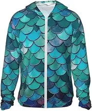 [LHBWCVN] UPF 50+ Light Jacket Full Zip Sun Protection Hoodie for Women Men Long Sleeve Mermaid Sun Shirts