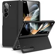 [FDHYFGDY] for Samsung Galaxy Z Fold 6 Case with Holder, Hard PC Protective Case, Scratch-Resistant Rugged Cover for Galaxy Z Fold 6, Folding Stand Case (Black)