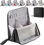 Standing Makeup Bag Portable, Large Capacity, Multi-Purpose Large Capacity Oxford Cloth Standing Makeup Bag, Waterproof Make Up Organizer with Compartments for Travel Or Home Use (Black)